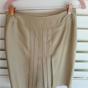 BCBGMaxAzria Khaki Pleated Pencil Skirt